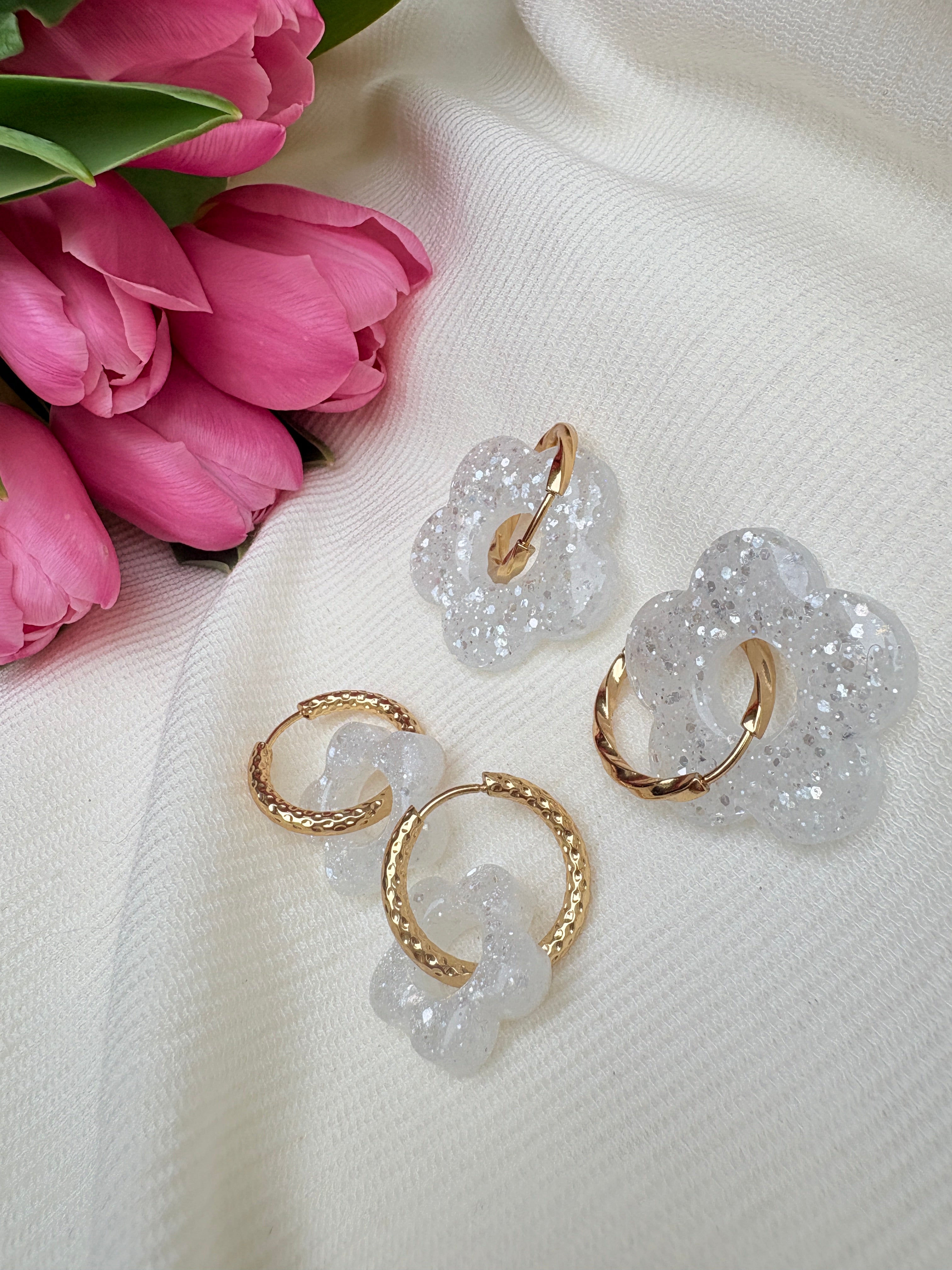 Pétales in Paillettes - Boucles d'oreilles Fleurs