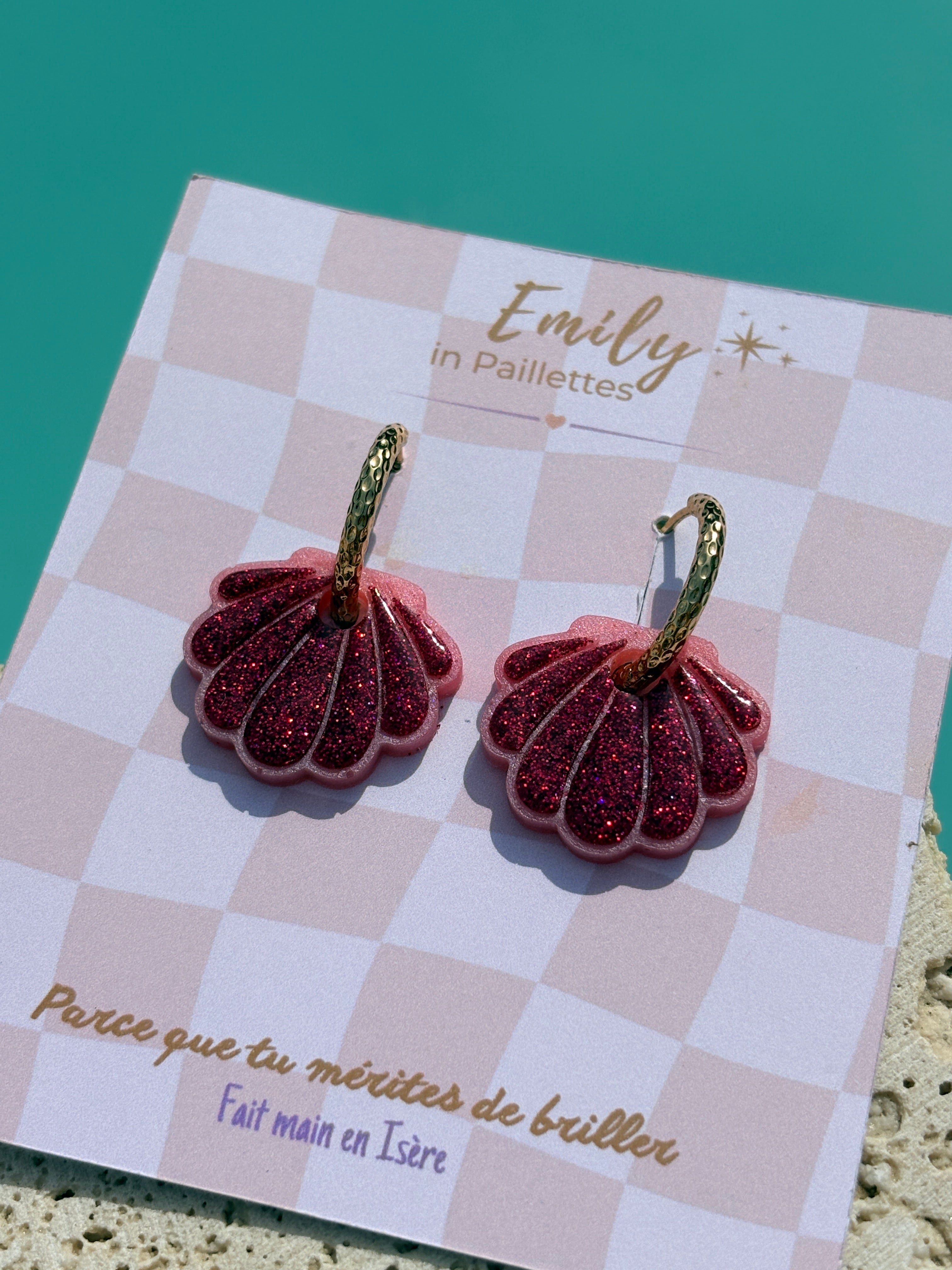 Coquillages Rose & Paillettes Rose fushia (sans créole)