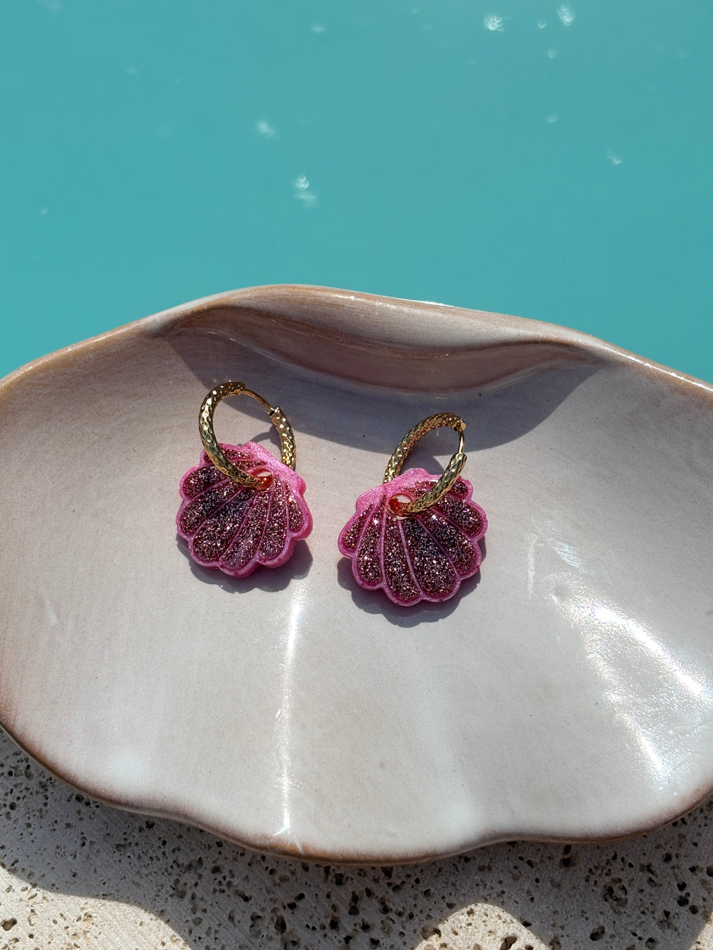 Coquillages Rose & Paillettes Rose clair (sans créole)