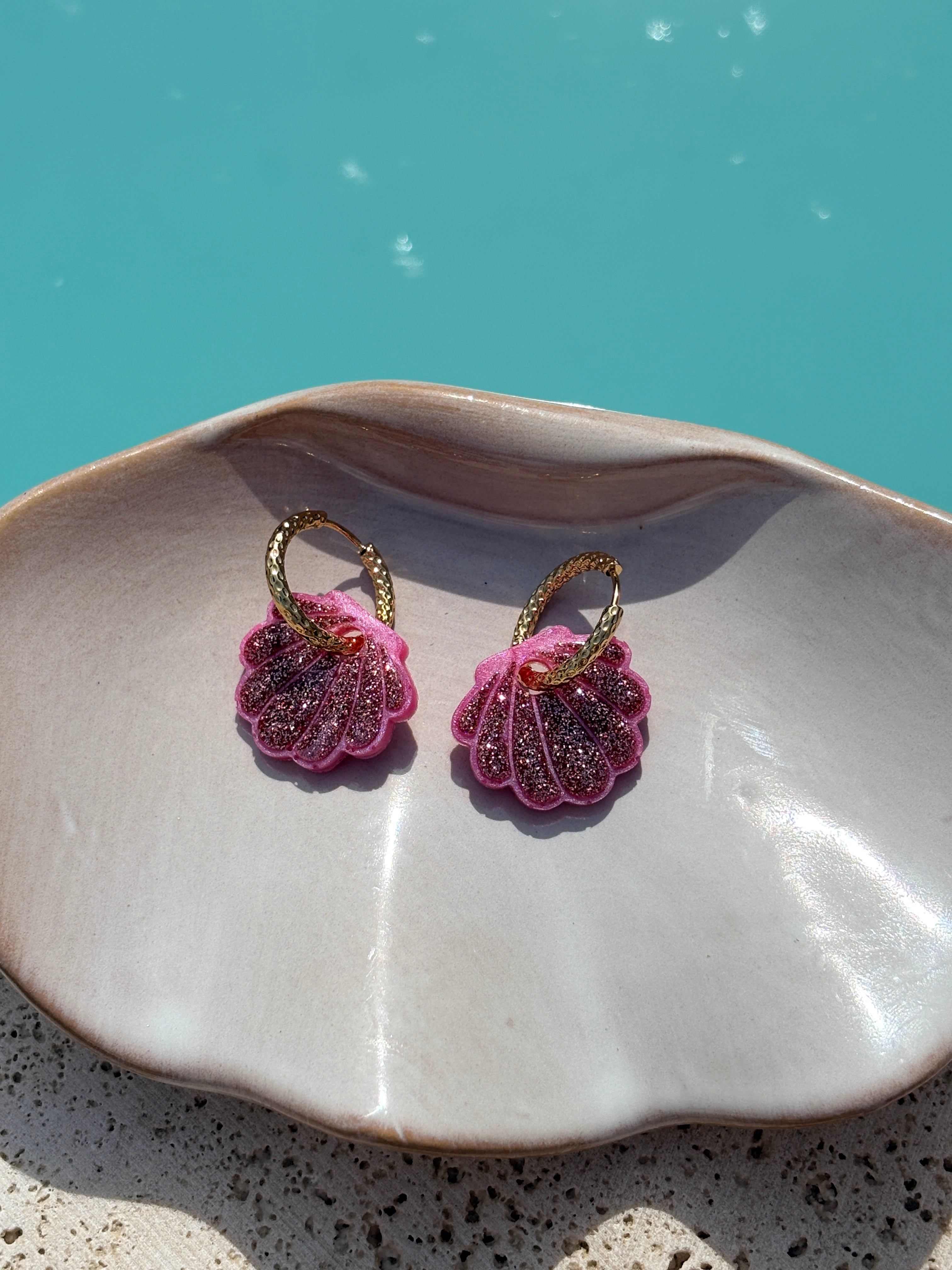 Coquillages Rose & Paillettes Rose clair (sans créole)