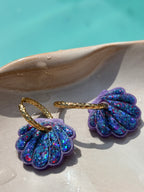 Coquillages Violet & Paillettes Sirène (bleu, violet, rose) (sans créole)