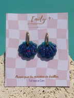 Coquillages Bleu turquoise & Paillettes Sirène (bleu, violet, rose) (sans créole)