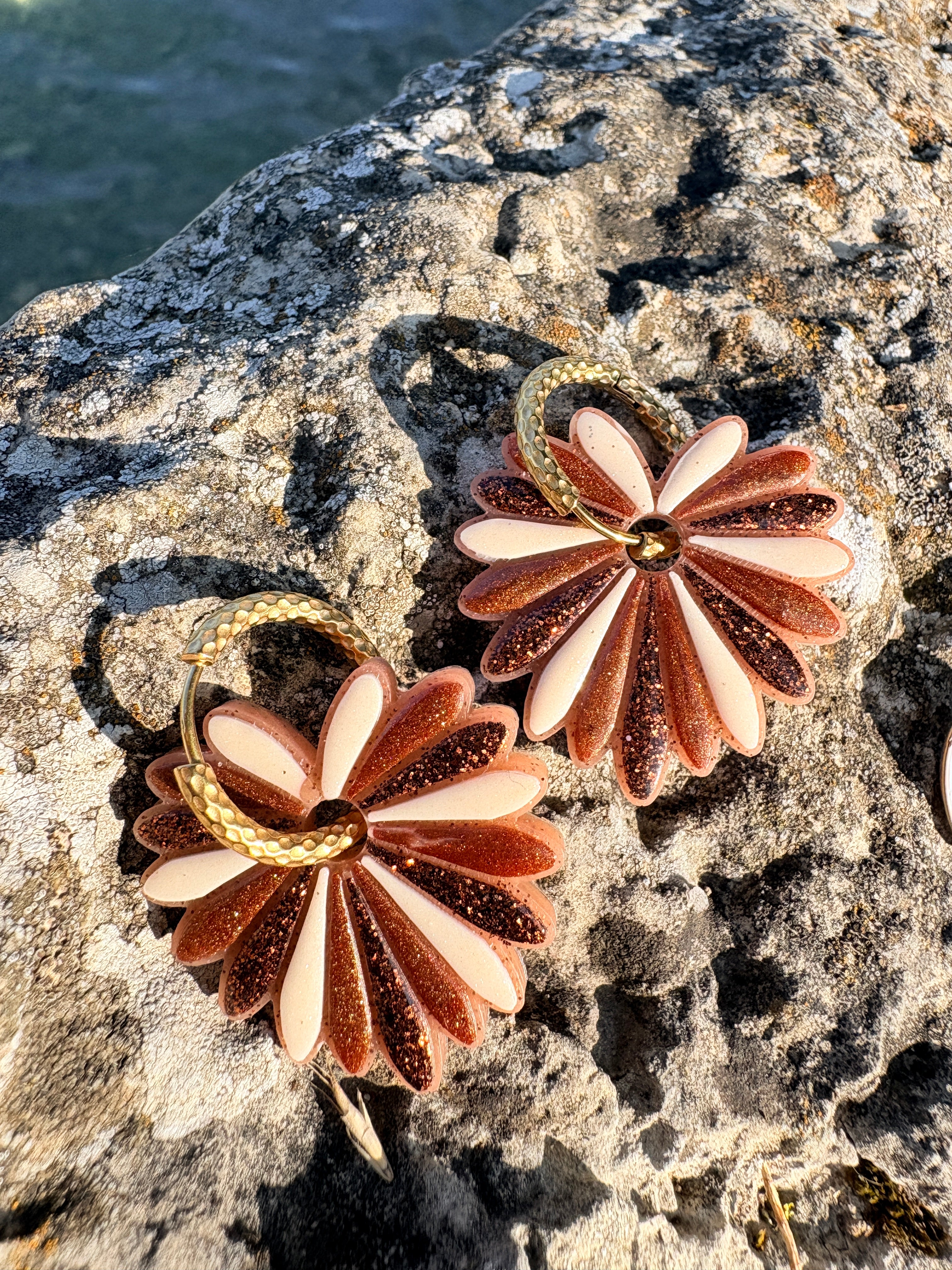 Pampilles Palmiers Marrons multicolores - irisées, pastel et paillettes