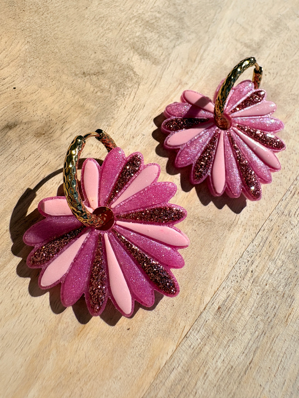 Pampilles Palmiers roses multicolores - irisées, pastel et paillettes