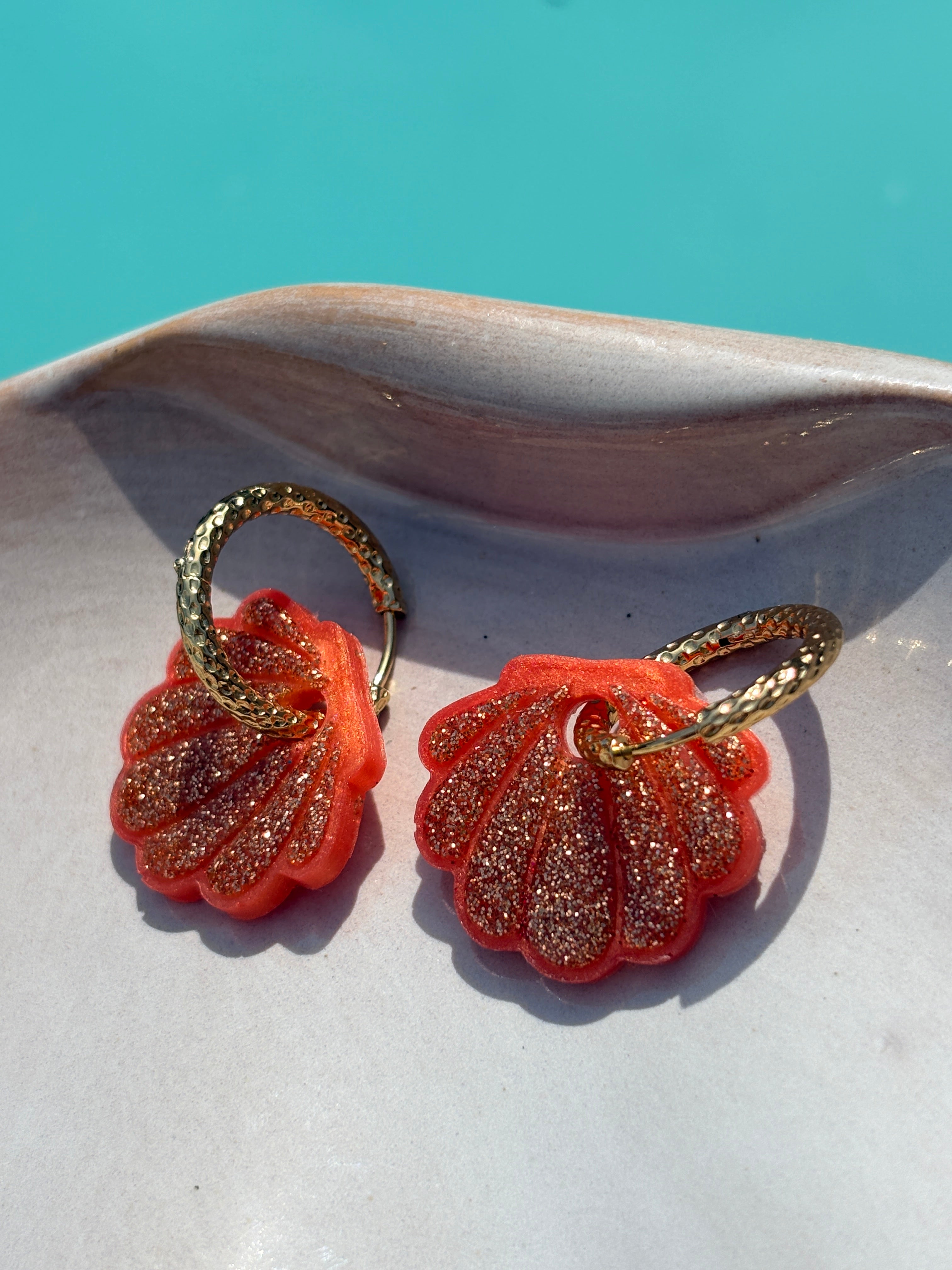 Coquillages Corail & Paillettes dorées (sans créole)