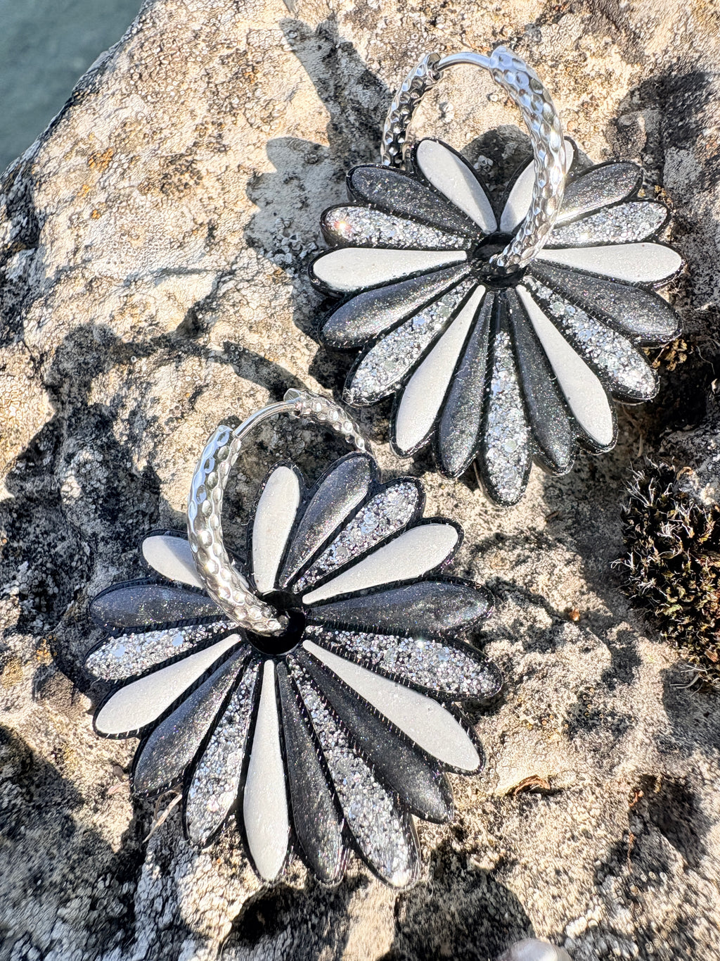 Pampilles Palmiers Noires multicolores - irisées, pastel et paillettes