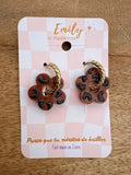 Les fleurs léopards - marron &  noir ( sans créoles )