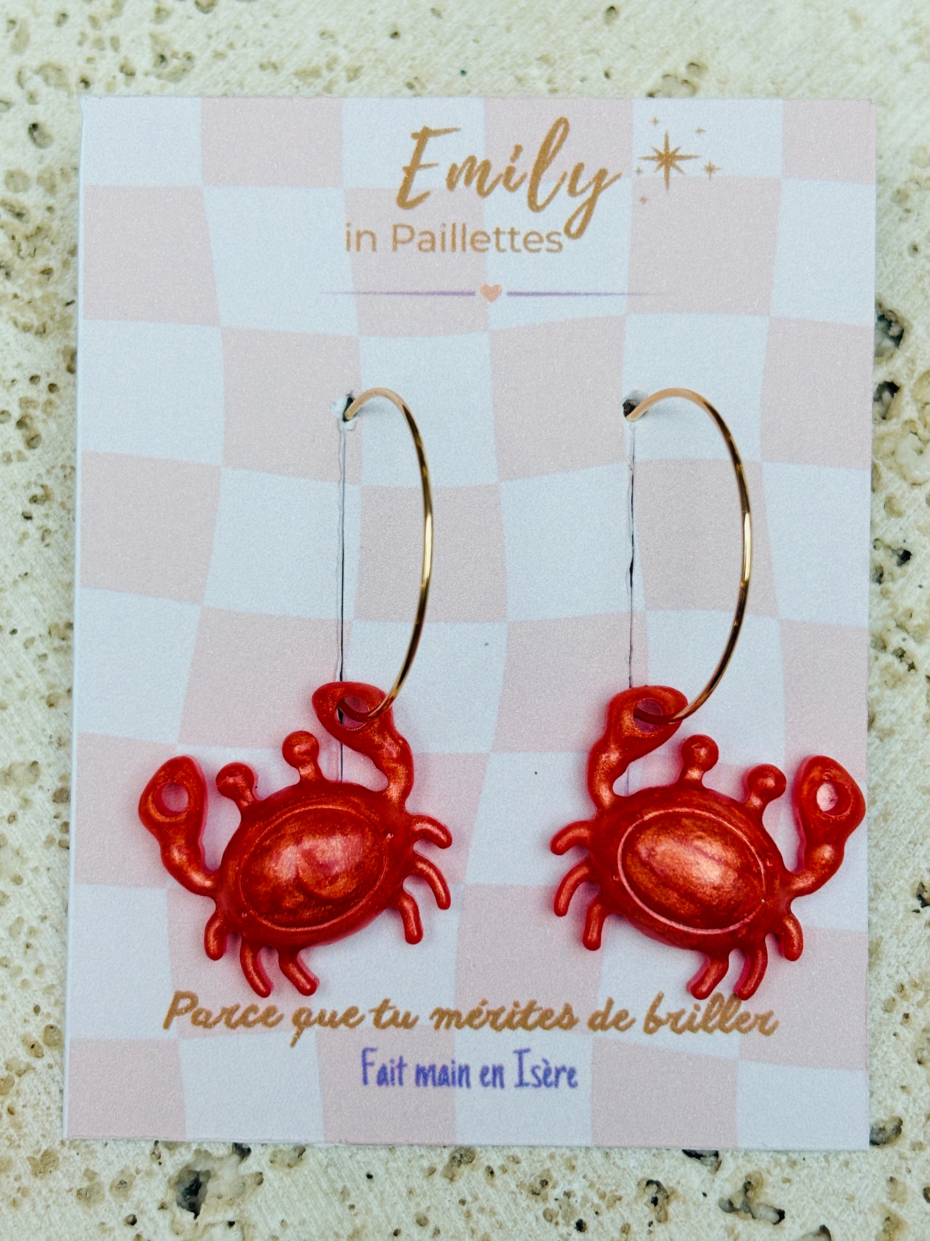 Crabes Orange nacré (avec créoles)