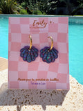 Coquillages Violet & Paillettes Sirène (bleu, violet, rose) (sans créole)