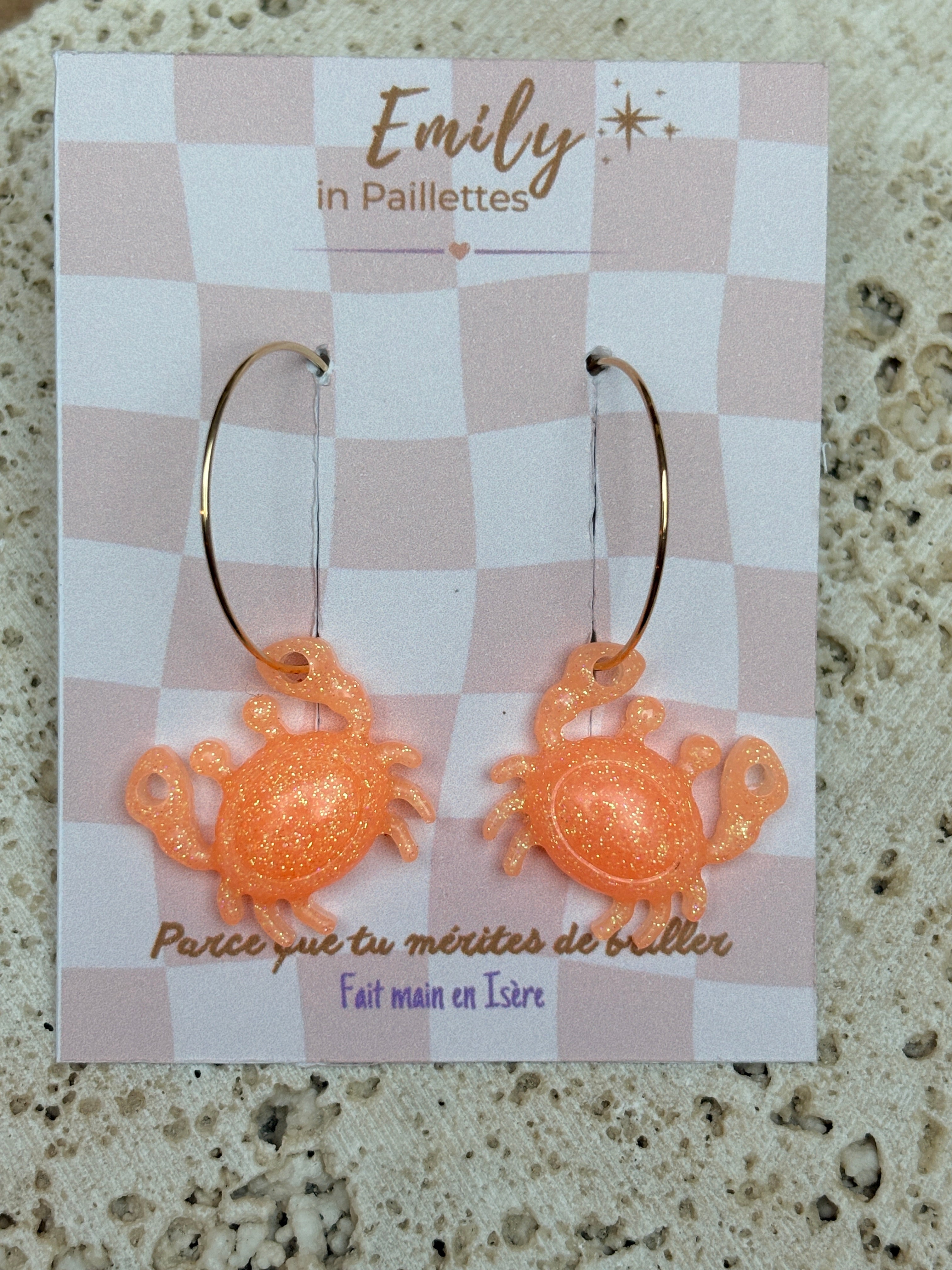 Crabes Paillettes Oranges (avec créoles)