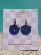 Coquillages Violet & Paillettes Sirène (bleu, violet, rose) (sans créole)