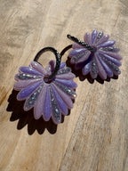 Pampilles Palmiers Violettes multicolores - irisées, pastel et paillettes