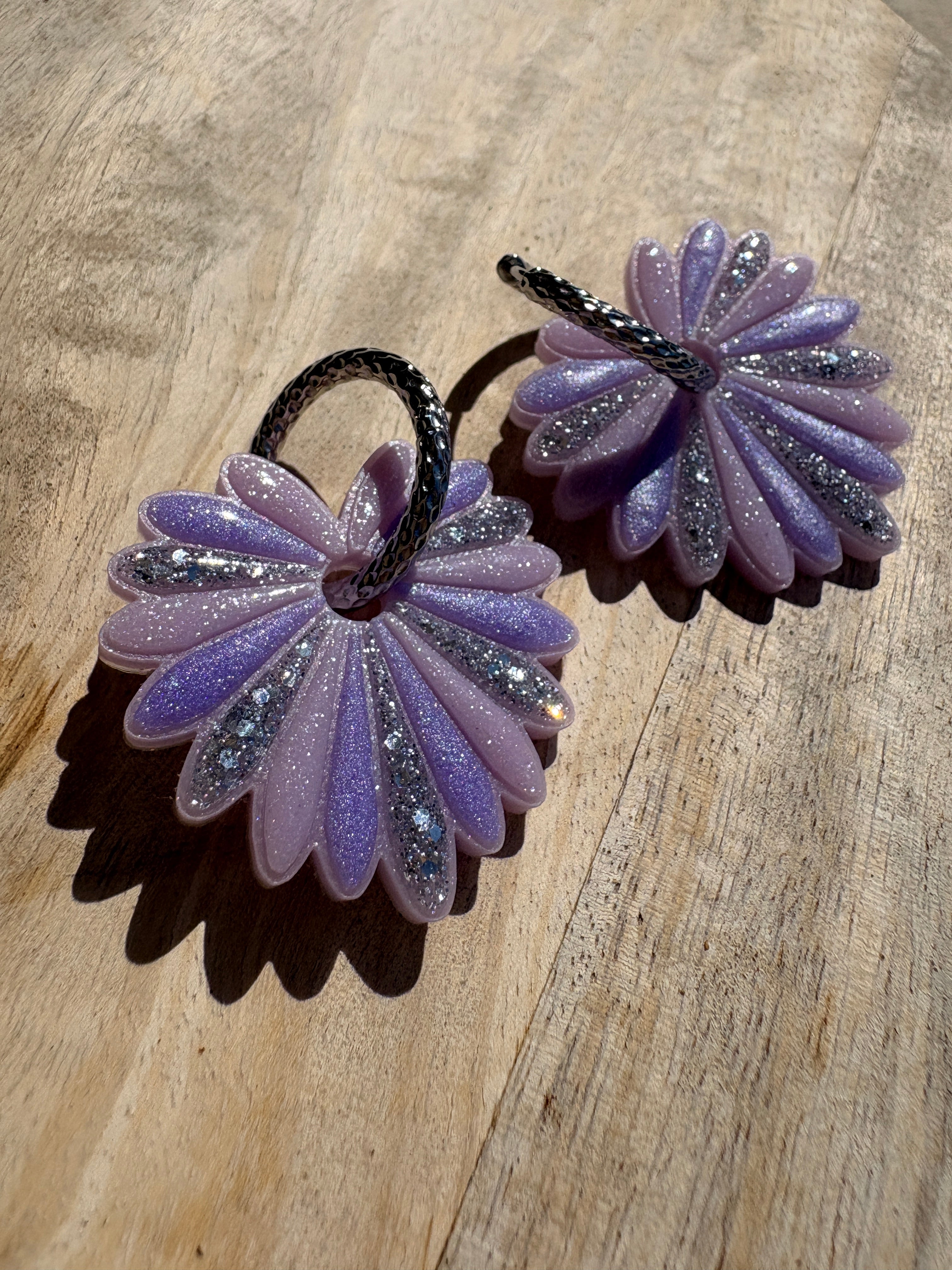 Pampilles Palmiers Violettes multicolores - irisées, pastel et paillettes