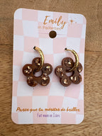 Les fleurs léopards - marron & paillettes or ( sans créoles )