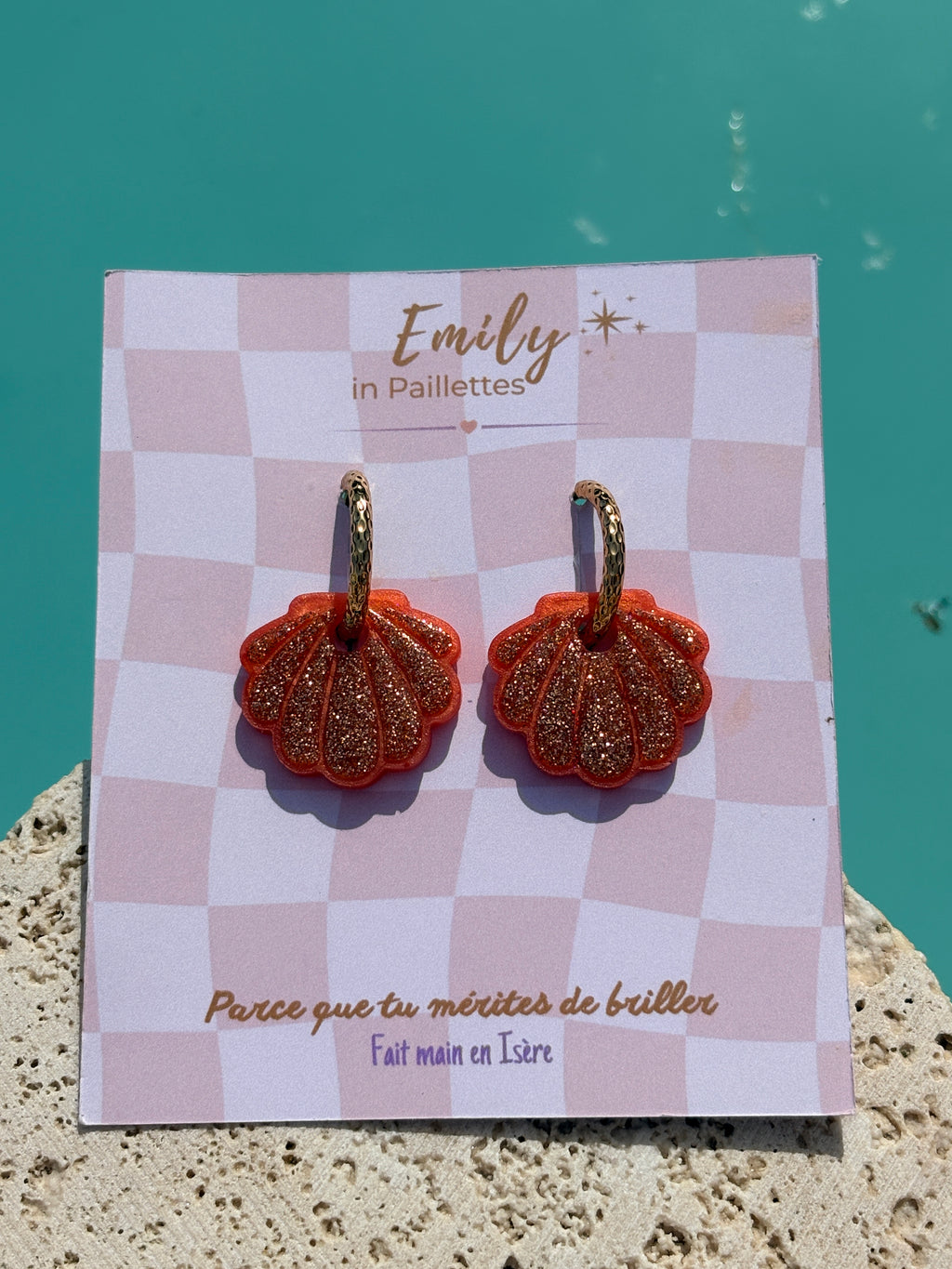 Coquillages Corail & Paillettes dorées (sans créole)