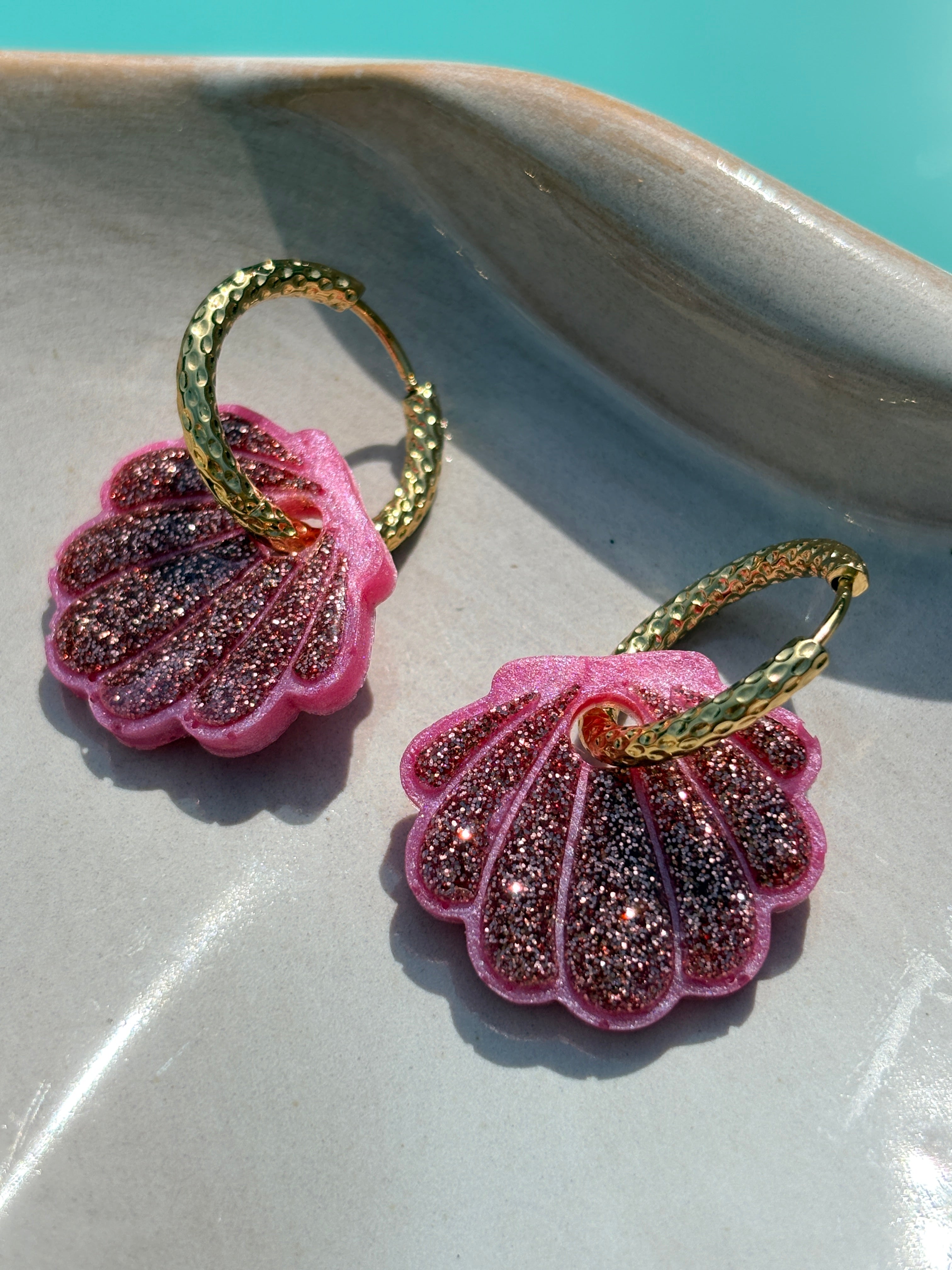 Coquillages Rose & Paillettes Rose clair (sans créole)