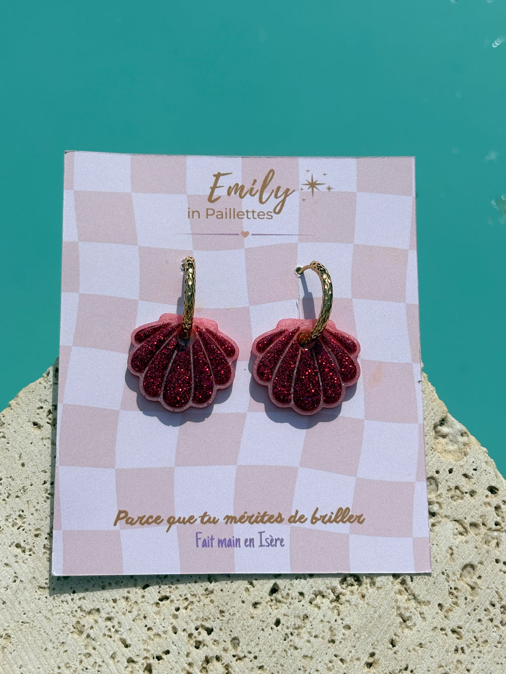 Coquillages Rose & Paillettes Rose fushia (sans créole)