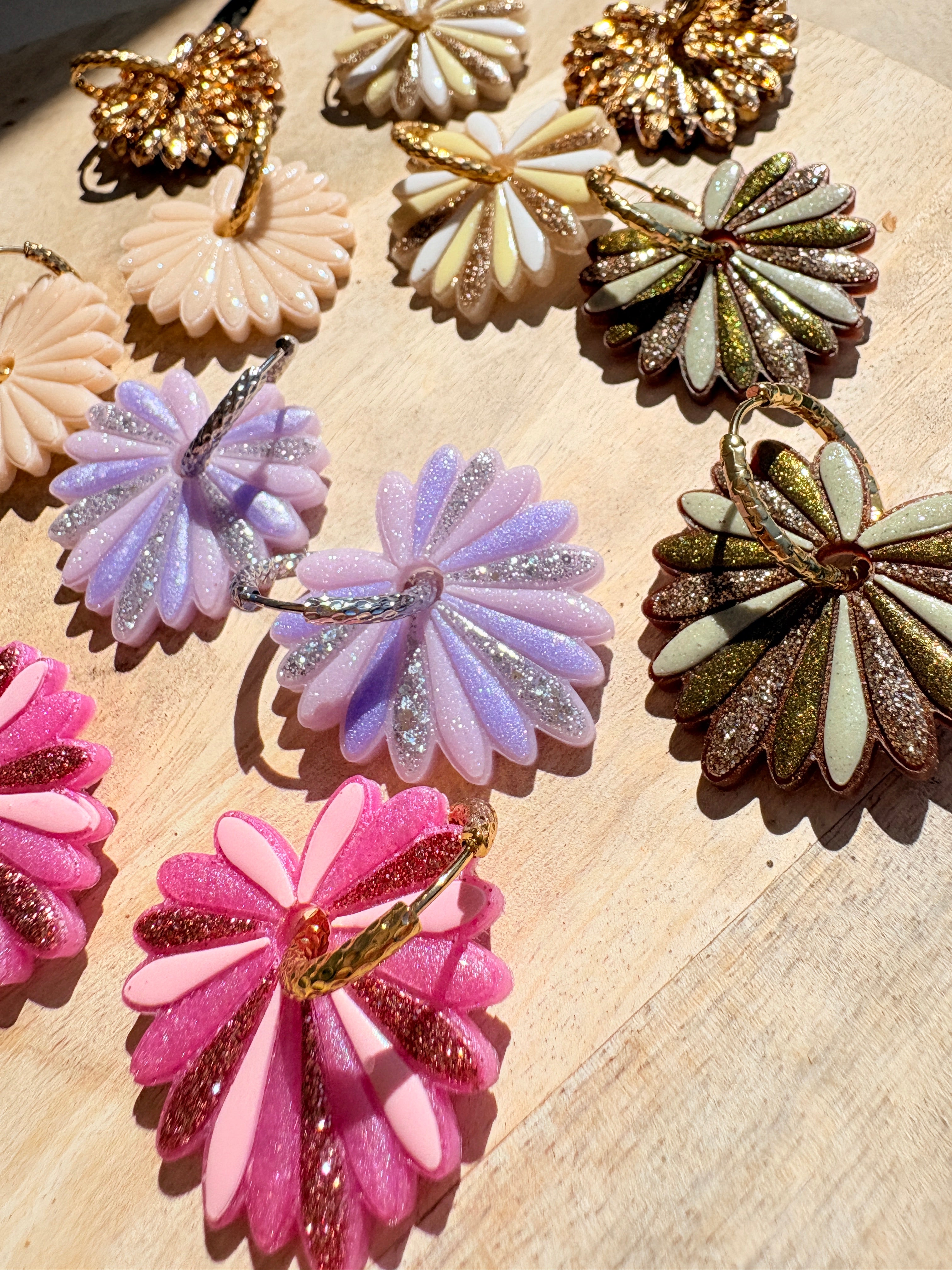 Pampilles Palmiers Violettes multicolores - irisées, pastel et paillettes