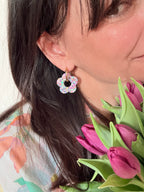 Pampilles Fleurs - taille XL  -  paillettes pastel multicolores (sans créoles)