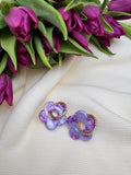 Pampilles Fleurs - taille XL - Lilas Léopard réversibles nacrée (sans créoles)