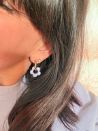 Pampilles Fleurs - taille S - Lilas pailleté (sans créoles)