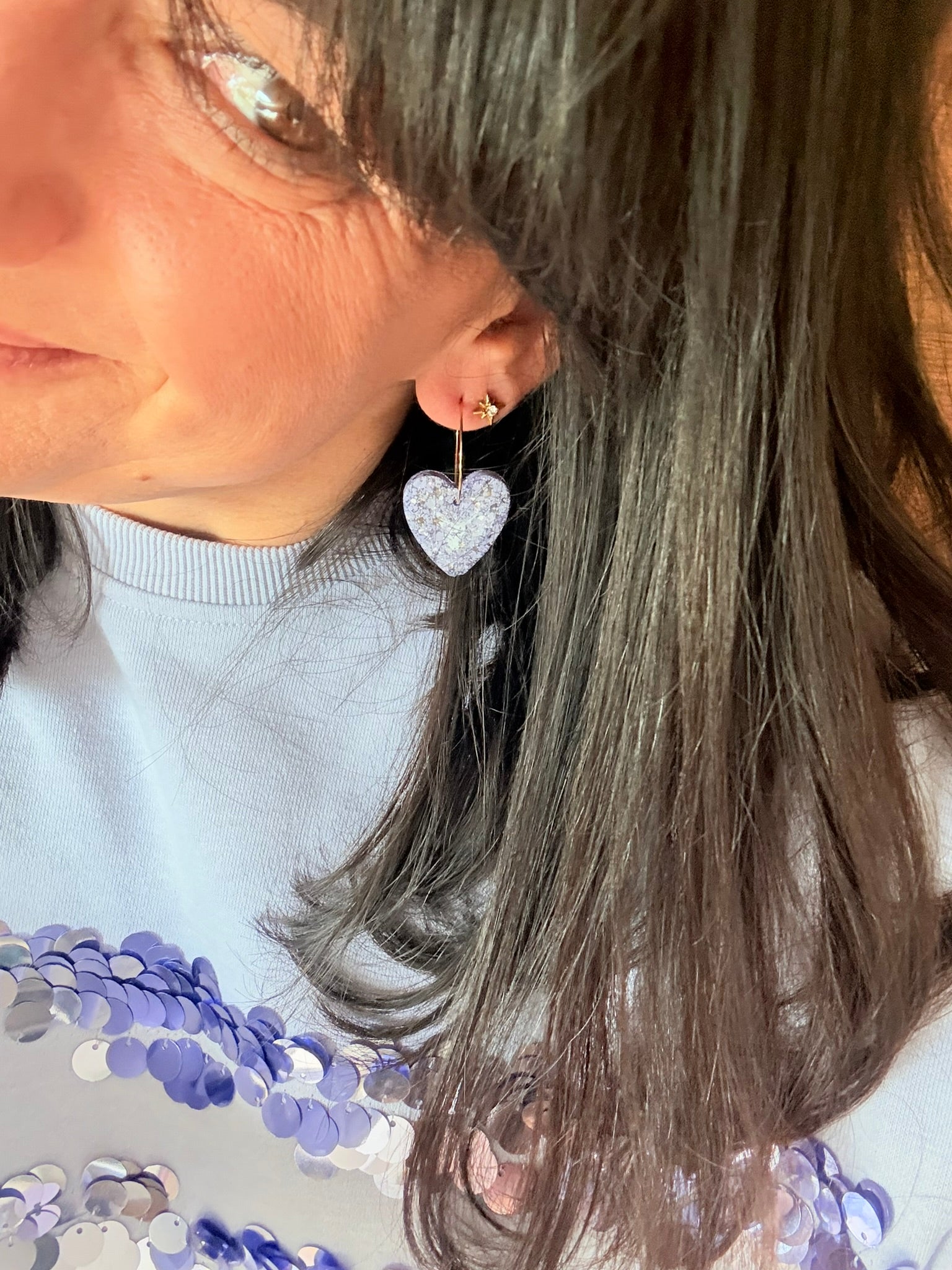 Pampilles Coeurs - taille S - Lilas pailleté