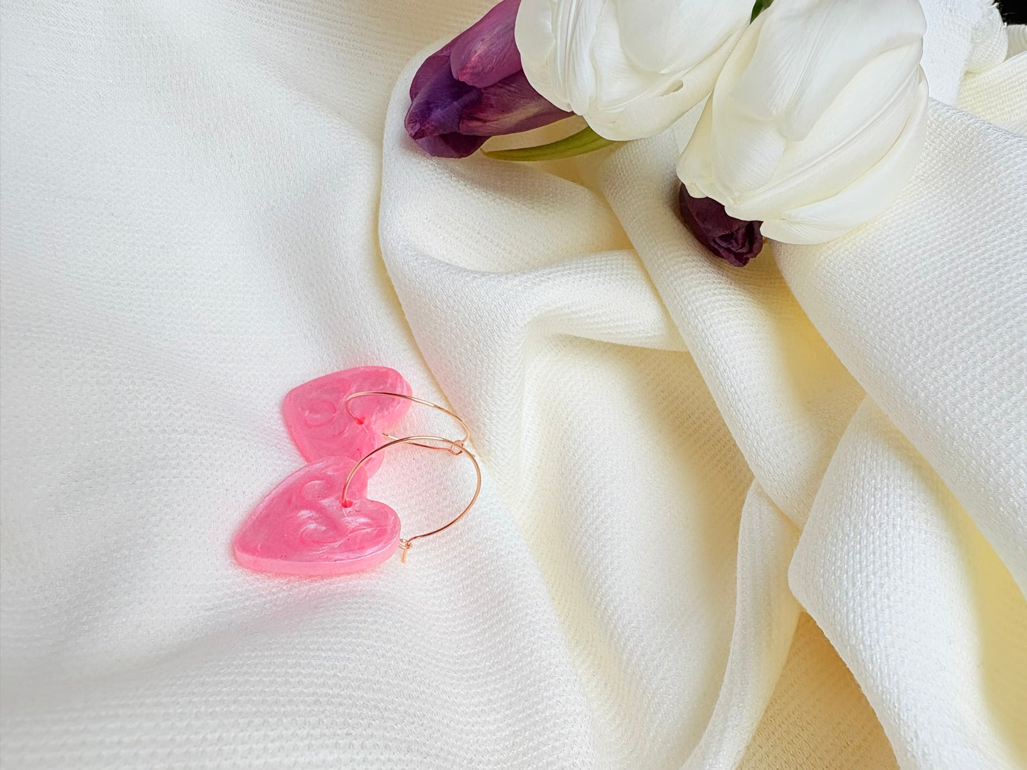 Pampilles Coeurs - taille S - Rose pastel nacré