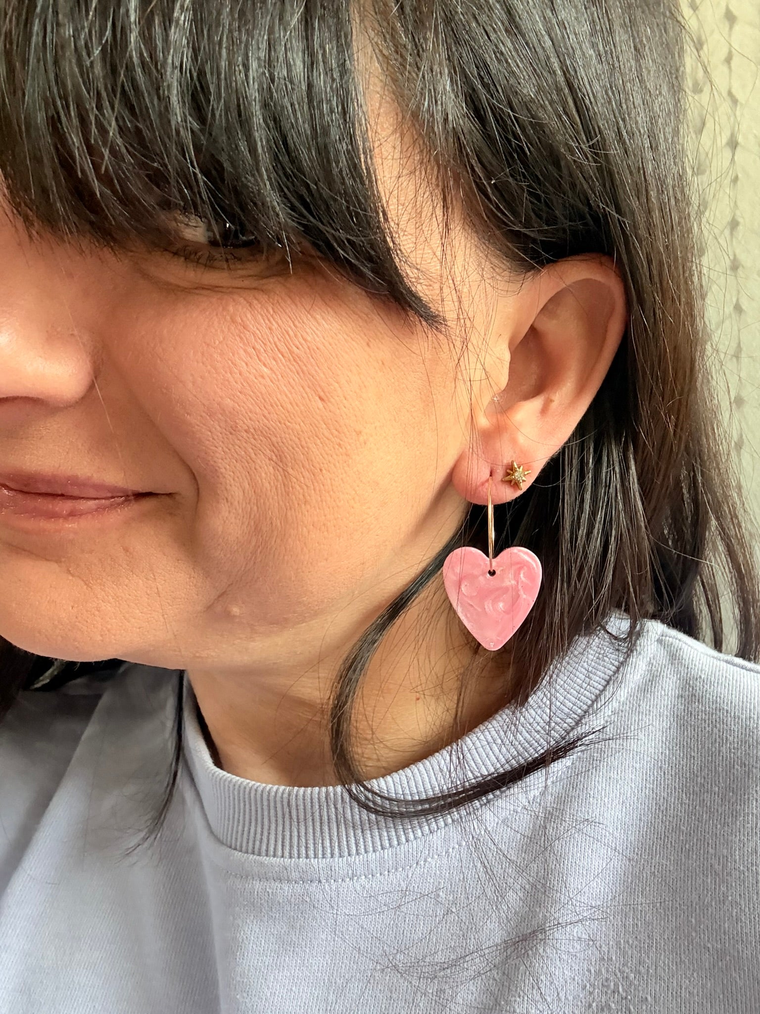 Pampilles Coeurs - taille M - Rose pastel nacré