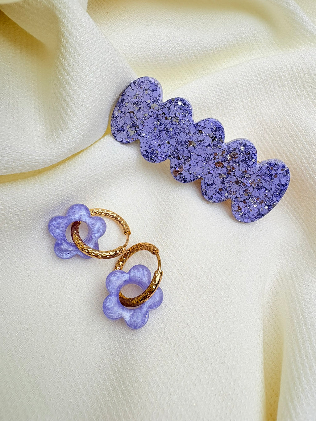 Pampilles Fleurs - taille S - Lilas nacré (sans créoles)