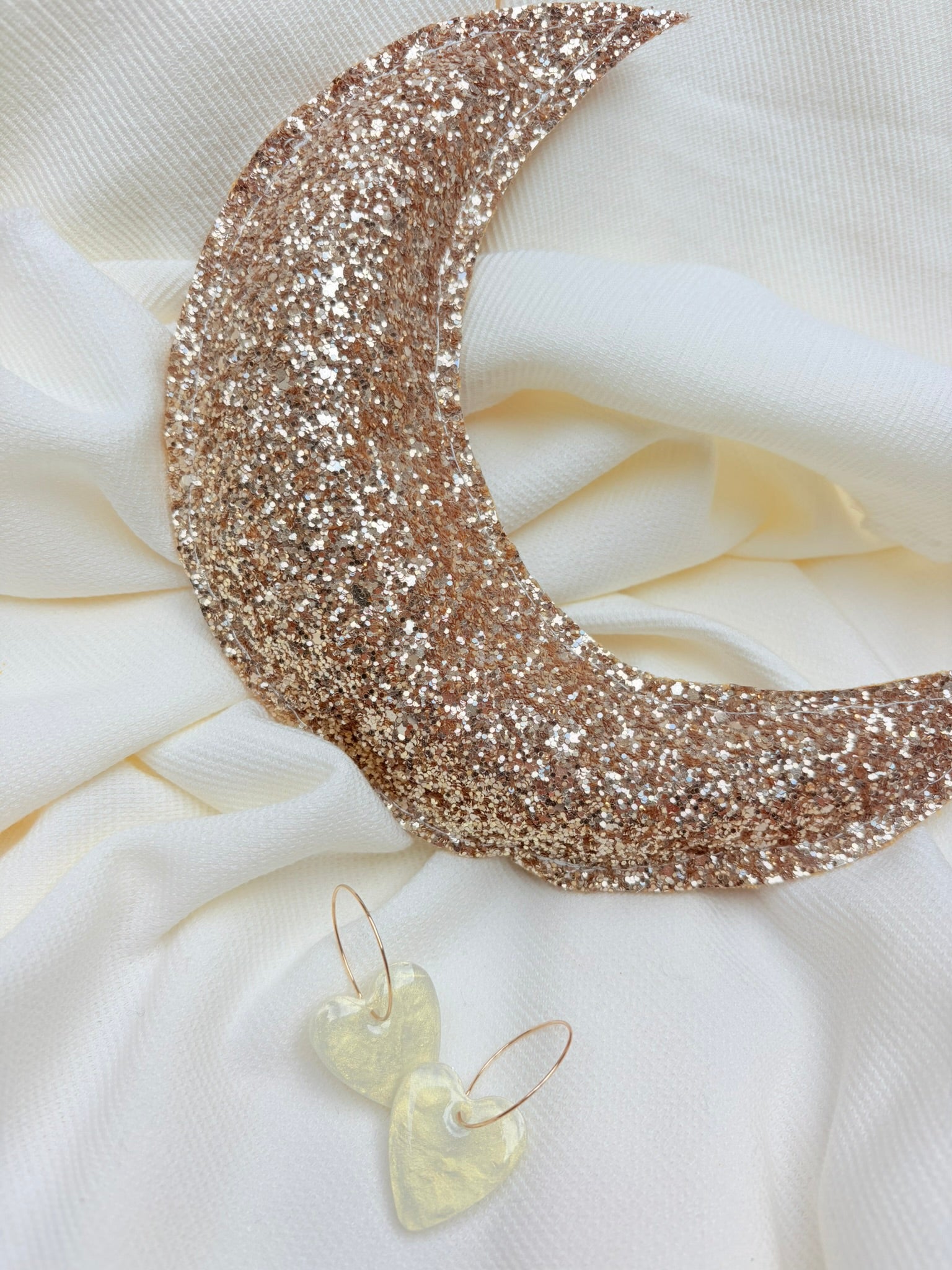 Pampilles Coeurs - taille M - Jaune pastel nacré