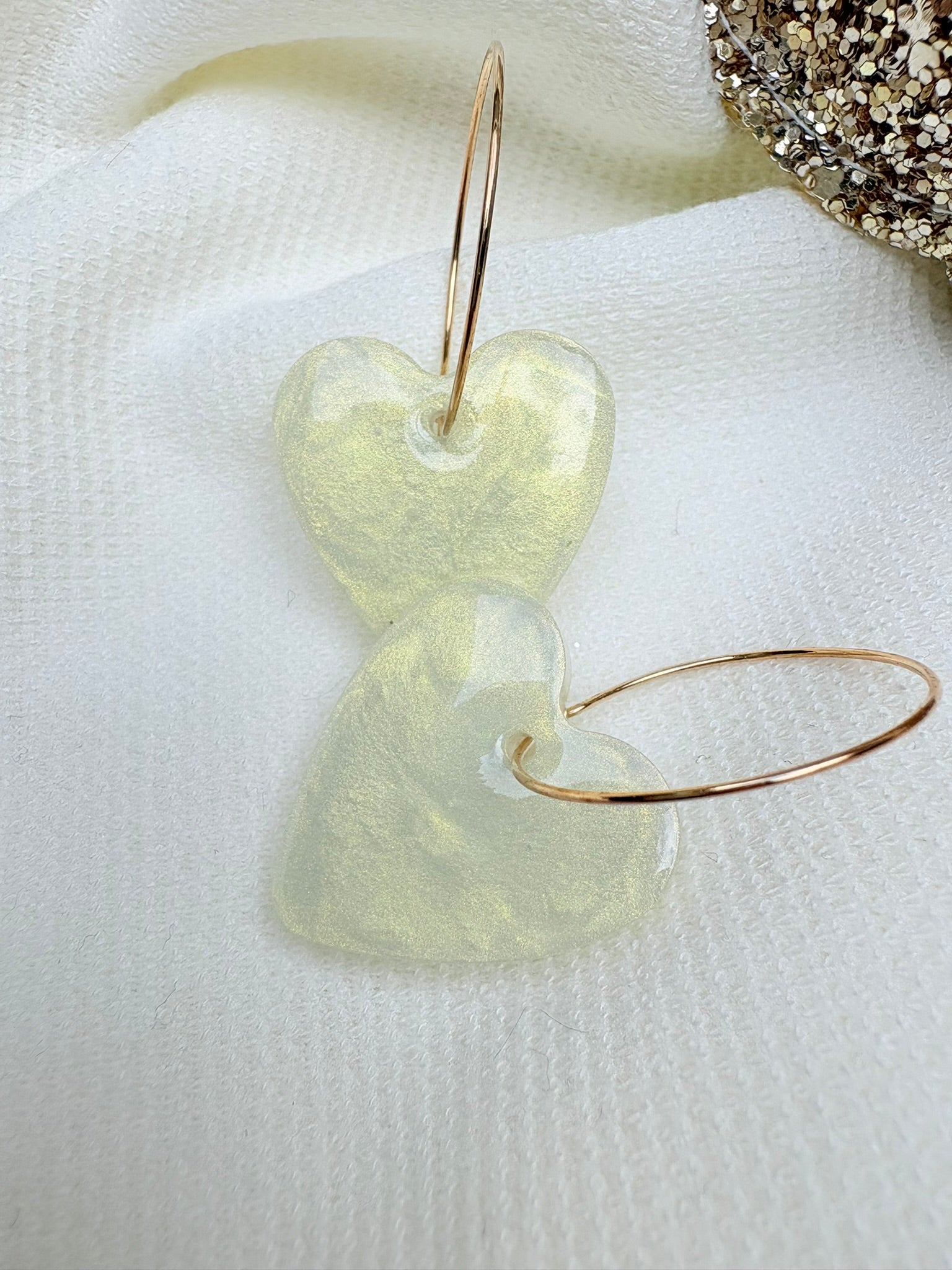 Pampilles Coeurs - taille M - Jaune pastel nacré