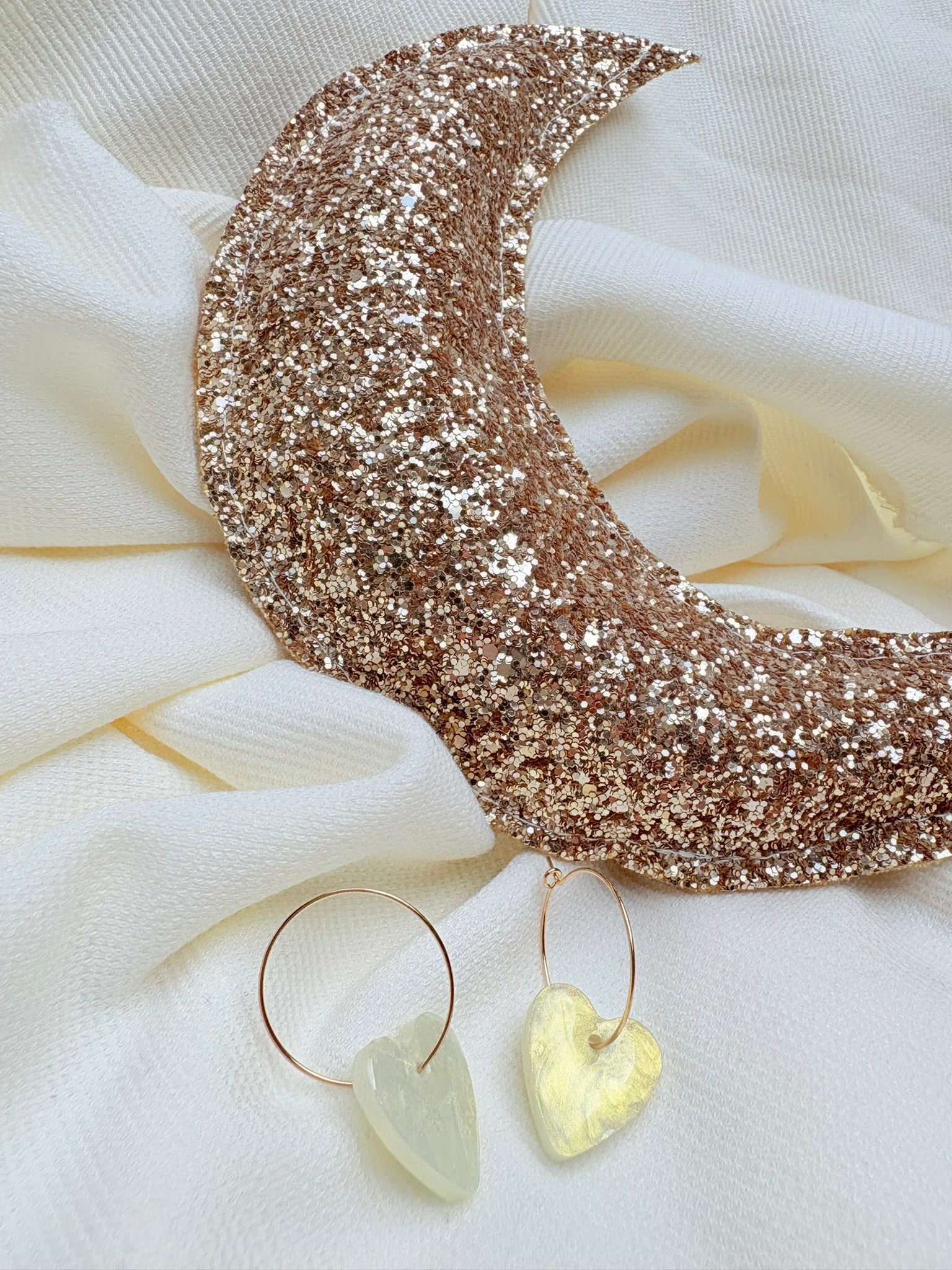 Pampilles Coeurs - taille S - Jaune pastel nacré