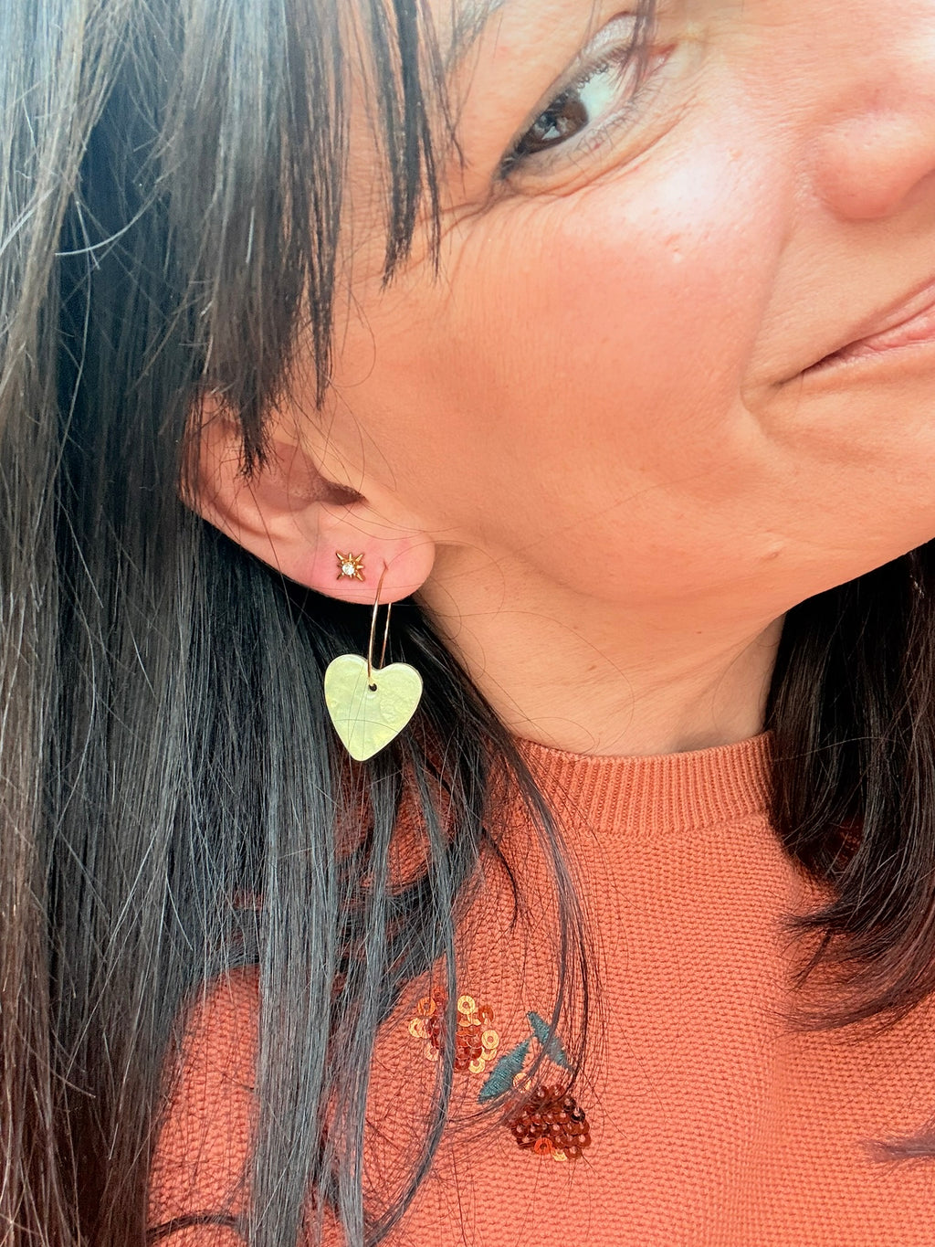 Pampilles Coeurs - taille S - Jaune pastel nacré