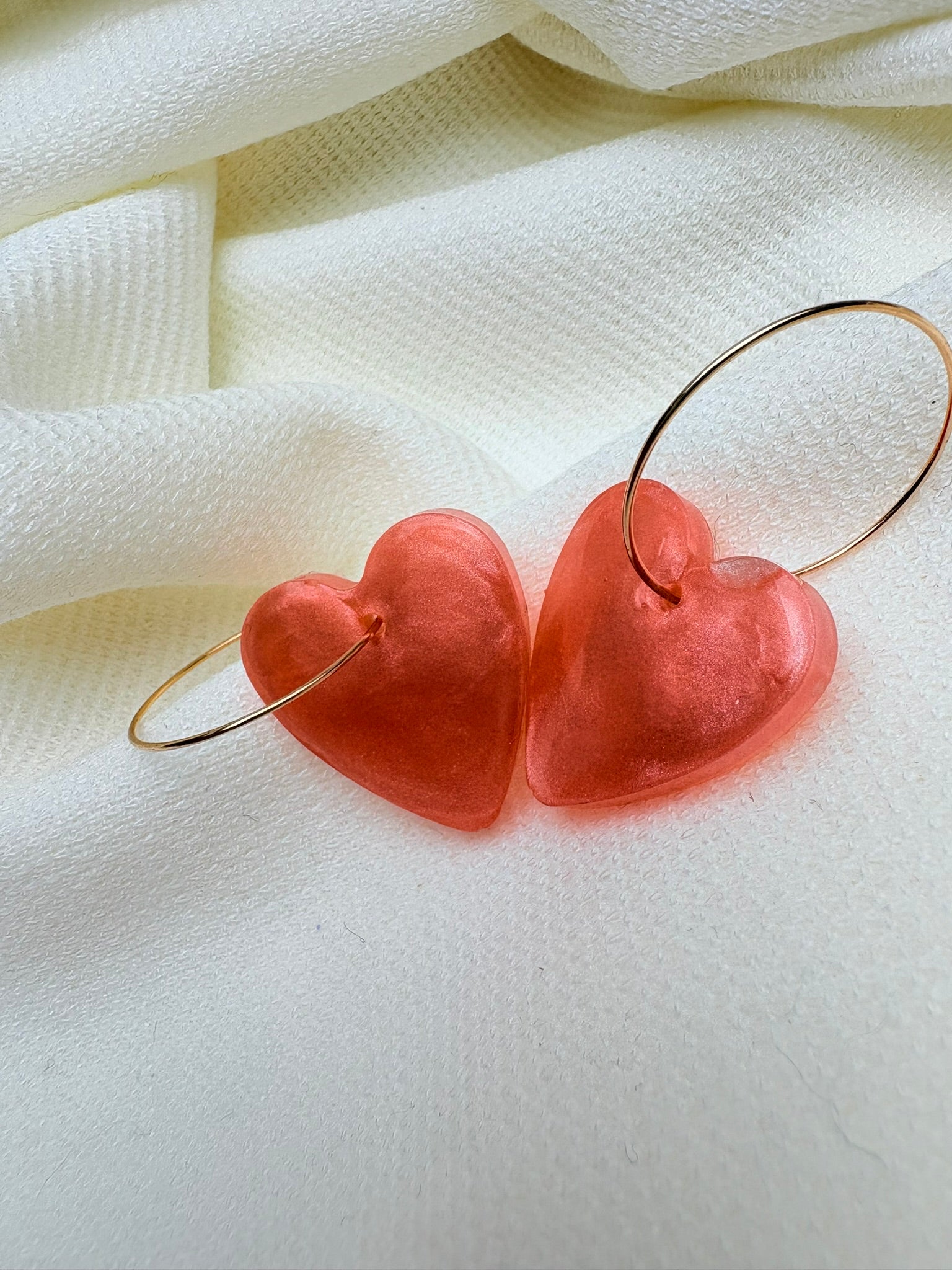 Pampilles Coeurs - taille M - Pêche melba nacré