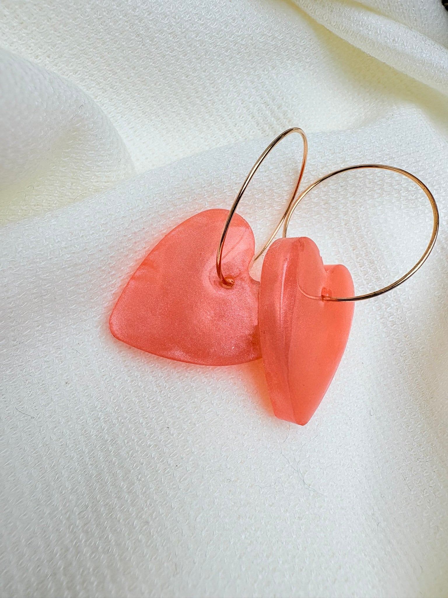 Pampilles Coeurs - taille M - Pêche melba nacré