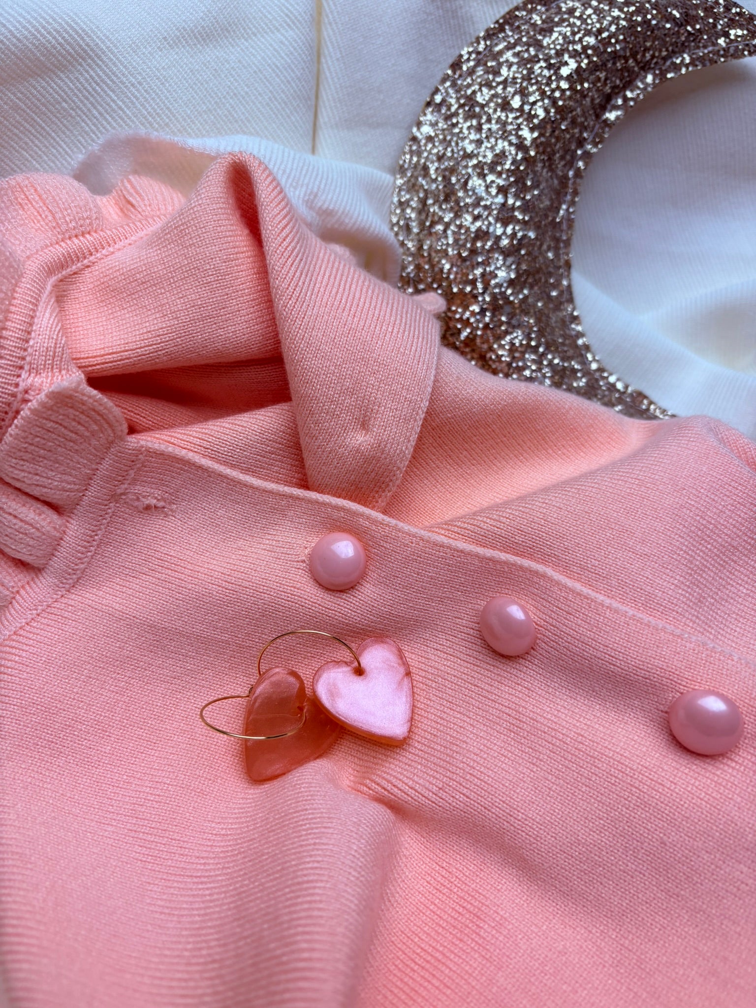 Pampilles Coeurs - taille S - Pêche melba nacré