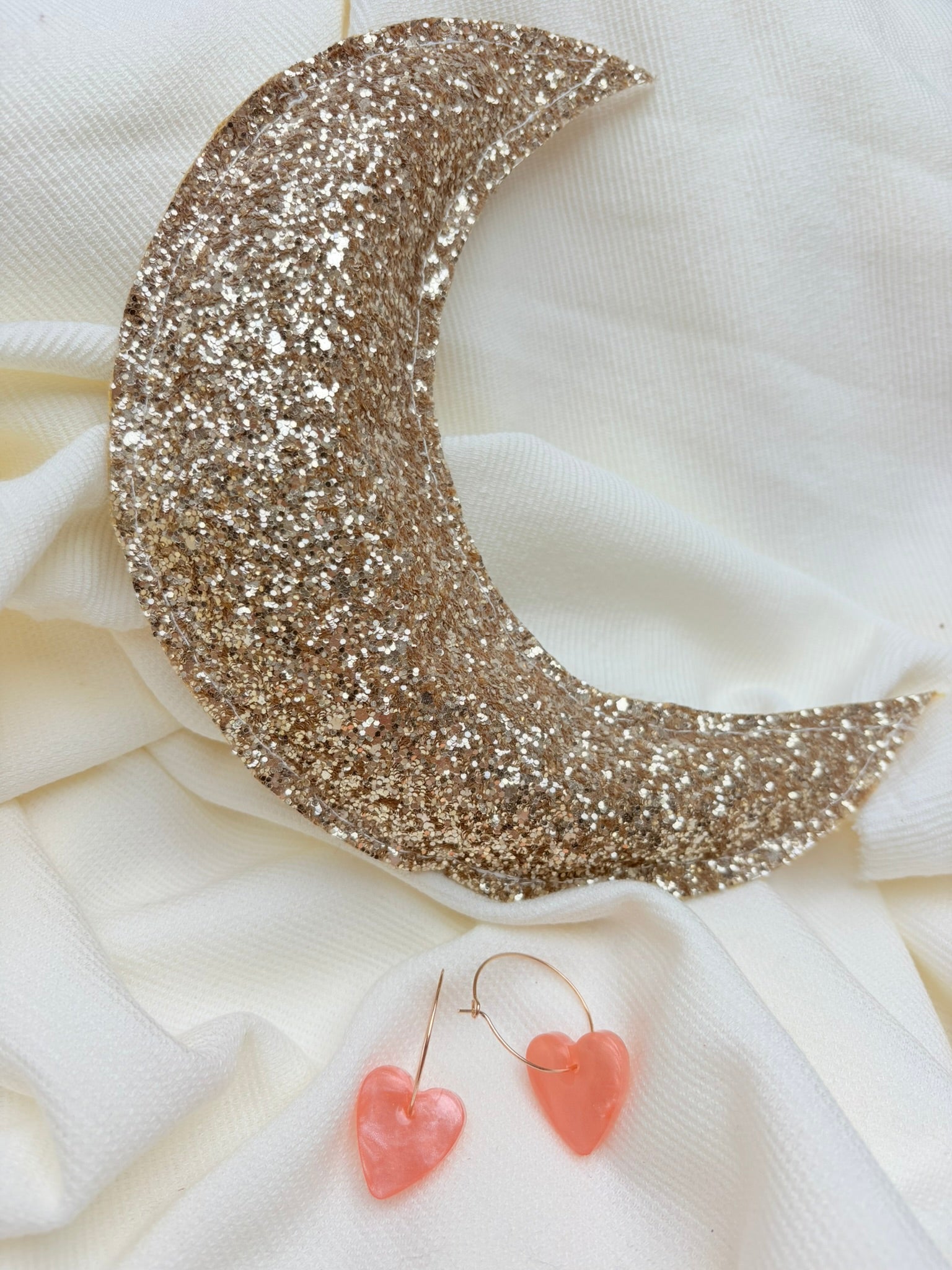 Pampilles Coeurs - taille S - Pêche melba nacré