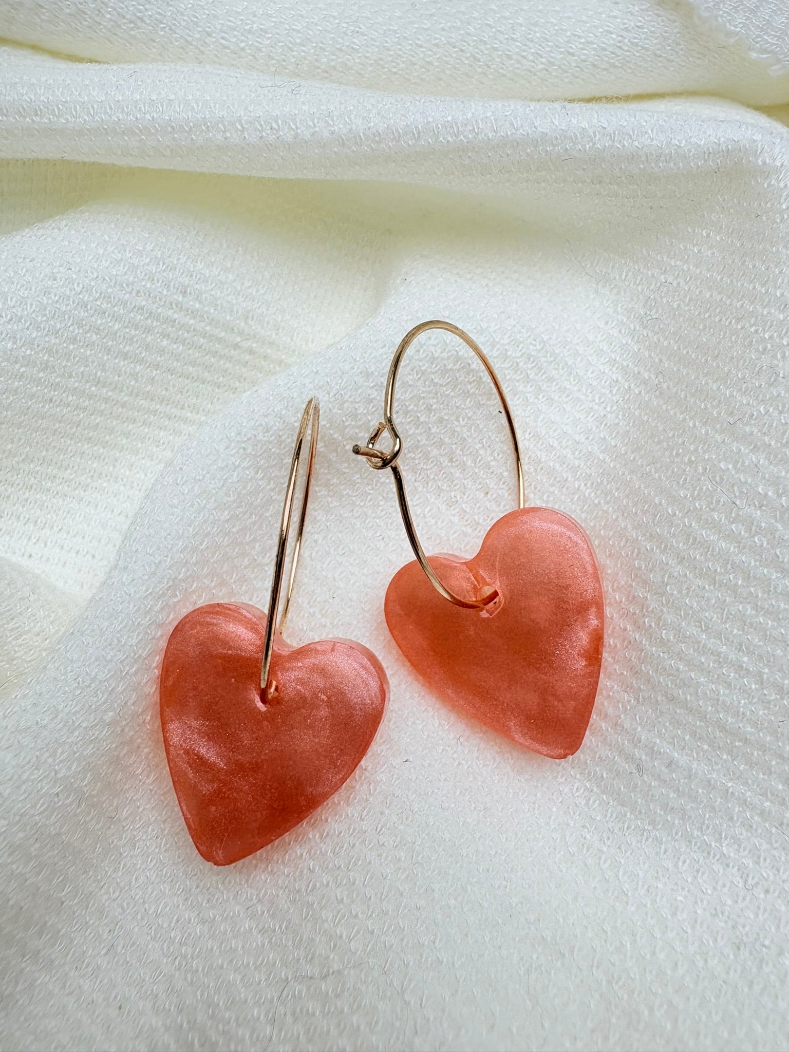 Pampilles Coeurs - taille S - Pêche melba nacré