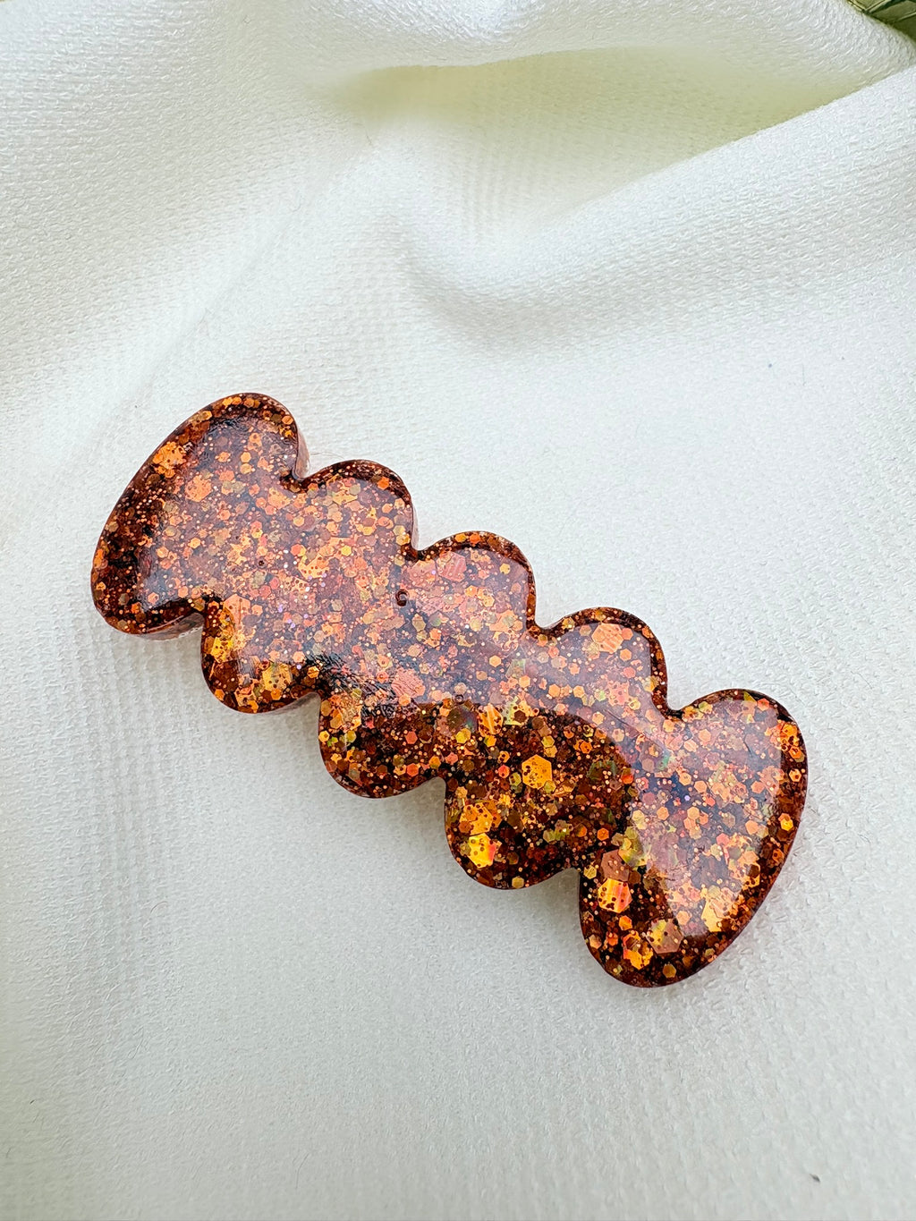 Barrette Ondulée - Cuivre pailleté