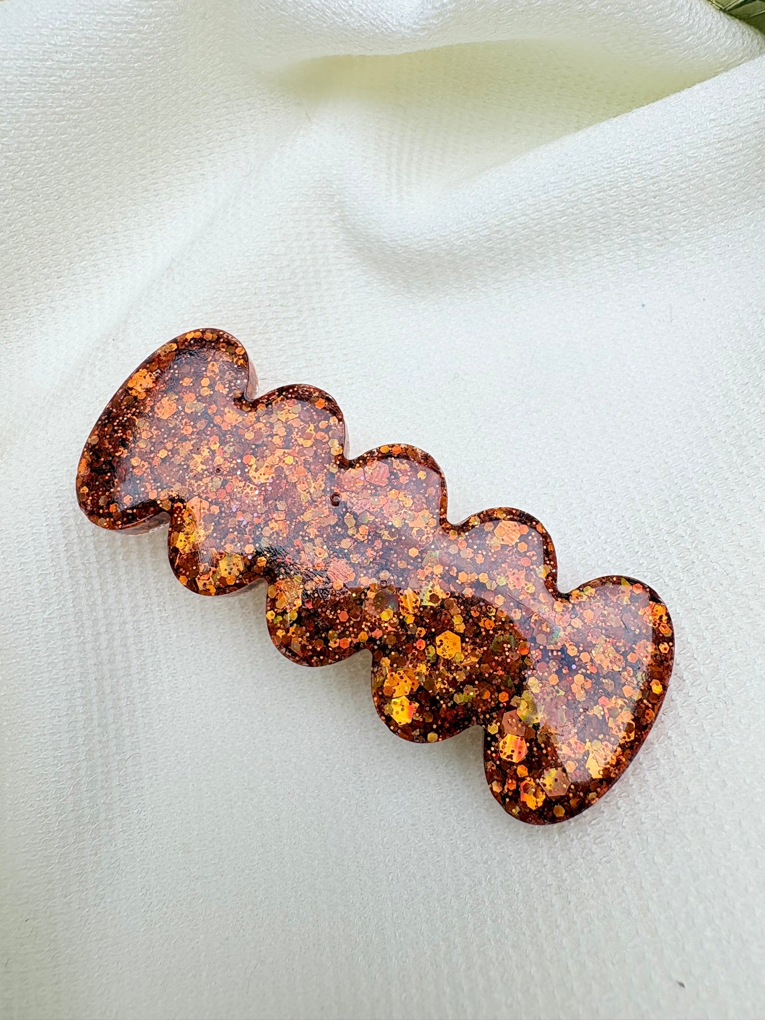 Barrette Ondulée - Cuivre pailleté