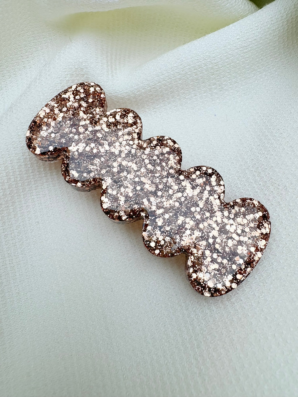 Barrette Ondulée - Cuivre pailleté