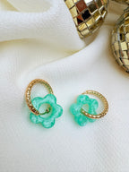 Pampilles Fleurs - taille S - Menthe nacrée (sans créoles)