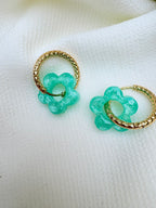 Pampilles Fleurs - taille S - Menthe nacrée (sans créoles)