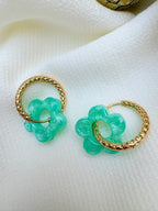 Pampilles Fleurs - taille S - Menthe nacrée (sans créoles)