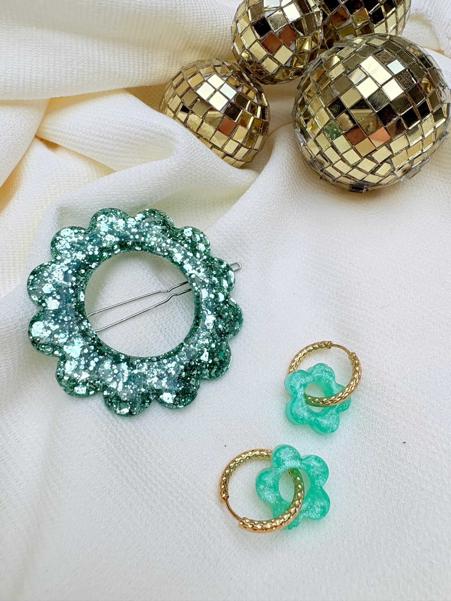 Barrette Fleur - Menthe glaciale