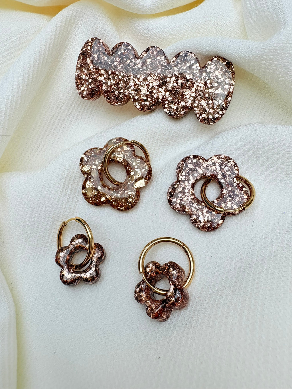 Barrette Ondulée - Paillettes dorées