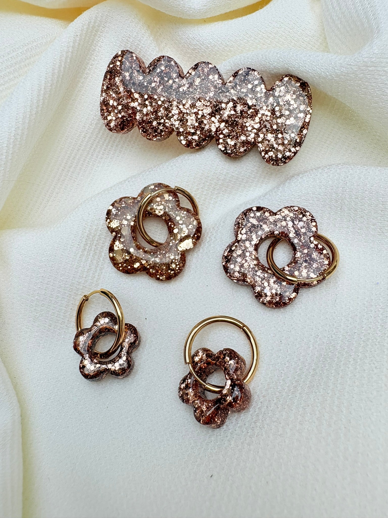 Barrette Ondulée - Paillettes dorées