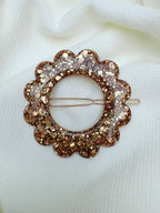 Barrette Fleur - Paillettes dorées