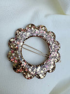 Barrette Fleur - Or et Rose pailleté