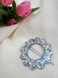 Barrette Fleur - Paillettes argentées